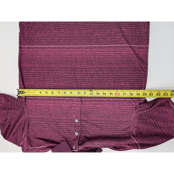 PG Tour Mens Medium Burgundy‎ Striped Golf Polo Shirt M - Picture 12 of 13